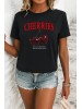 ELZE MODA ÖZEL CHERRİES BASKILI OVERSİZE T-SHİRT