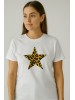 ELZE MODA LEOPAR YILDIZ BASKILI OVERSİZE T-SHİRT
