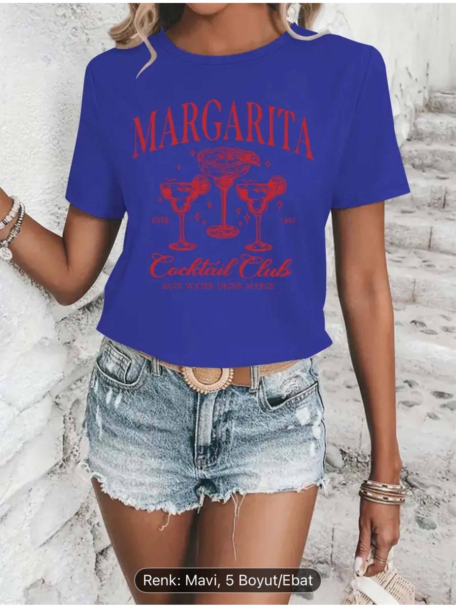ELZE MODA MARGARİTA BASKILI OVERSİZE T-SHİRT