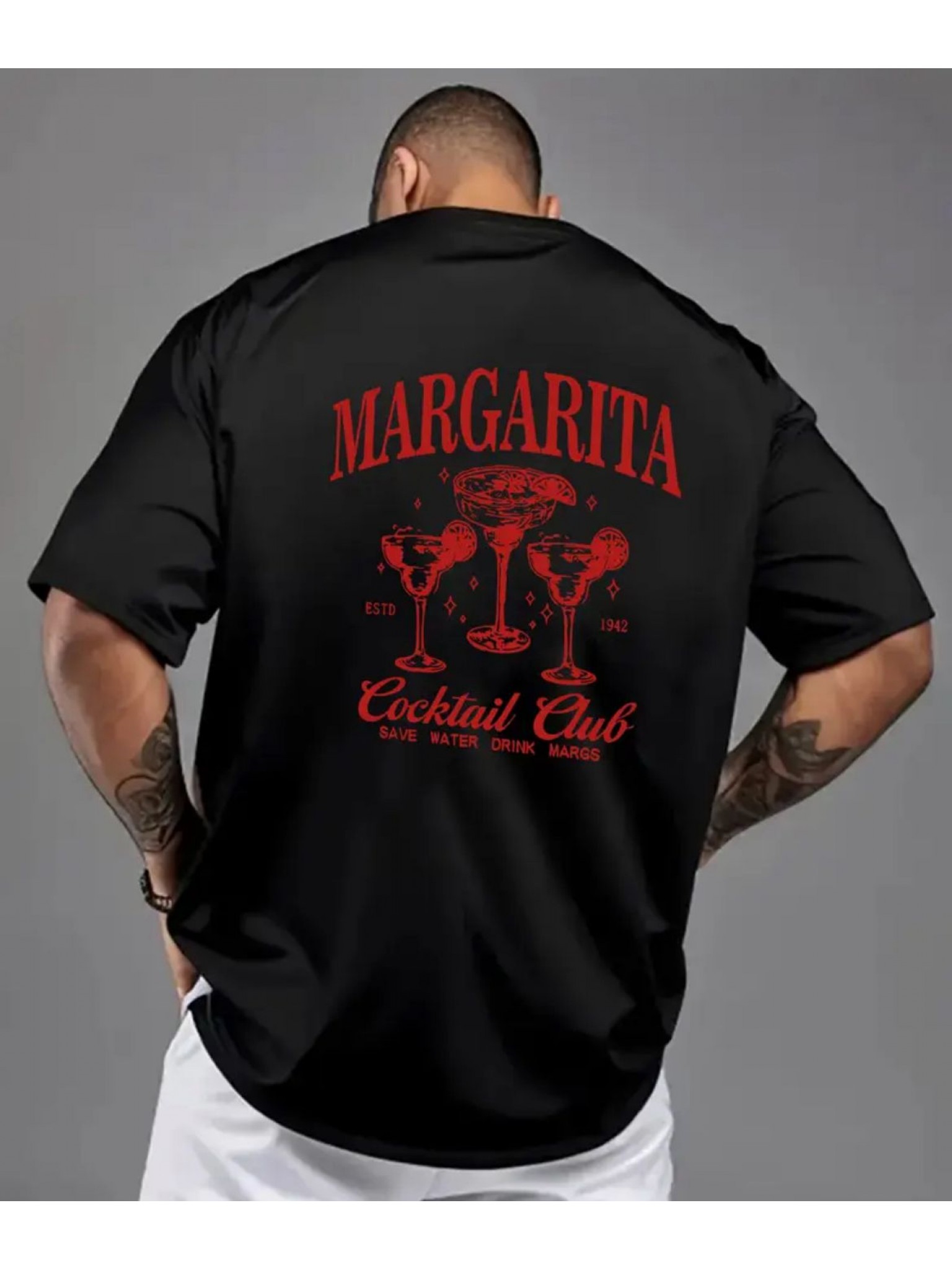 ELZE MODA SIRT MARGARİTA BASKILI OVERSİZE T-SHİRT