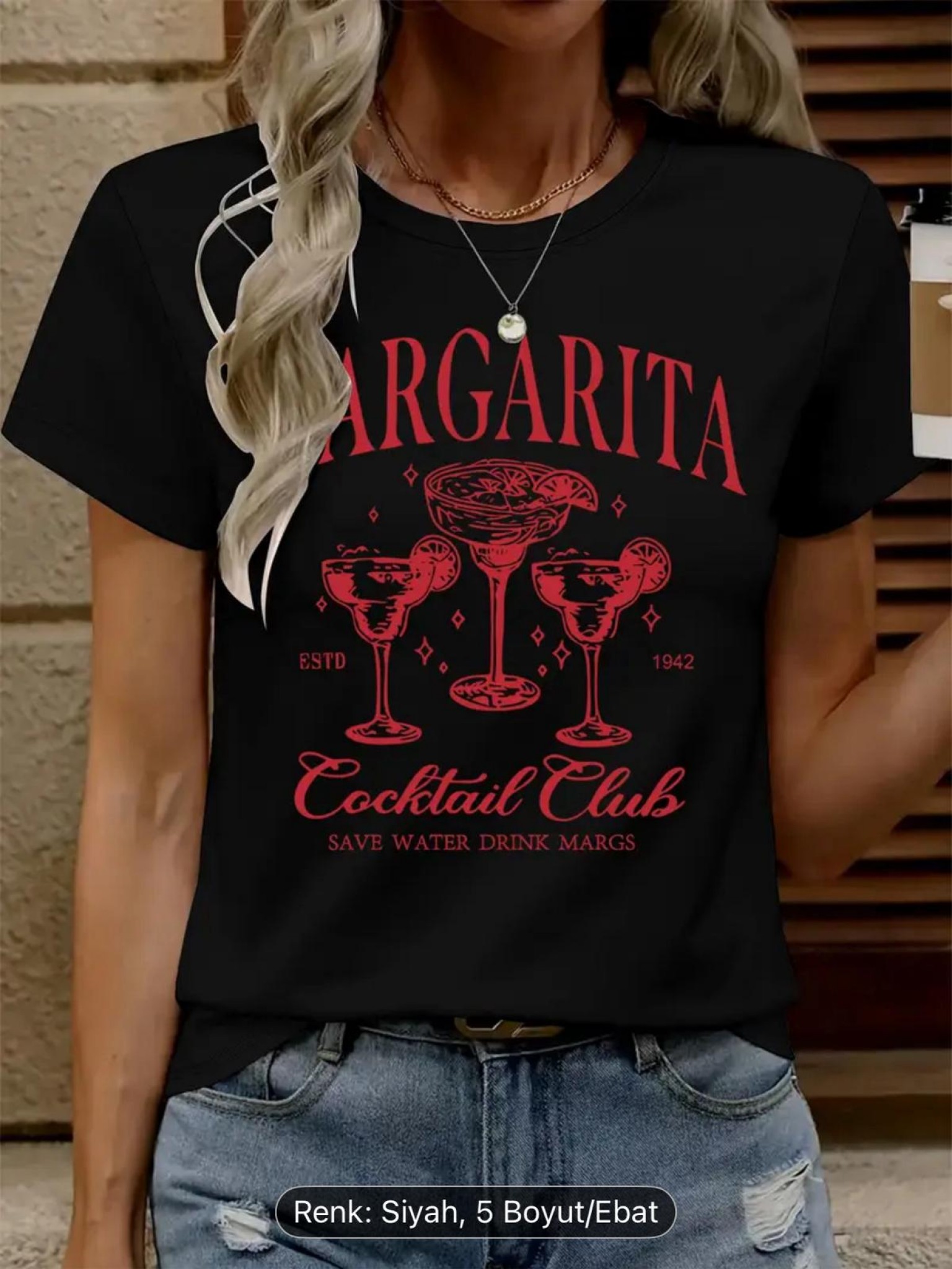 ELZE MODA MARGARİTA BASKILI OVERSİZE T-SHİRT