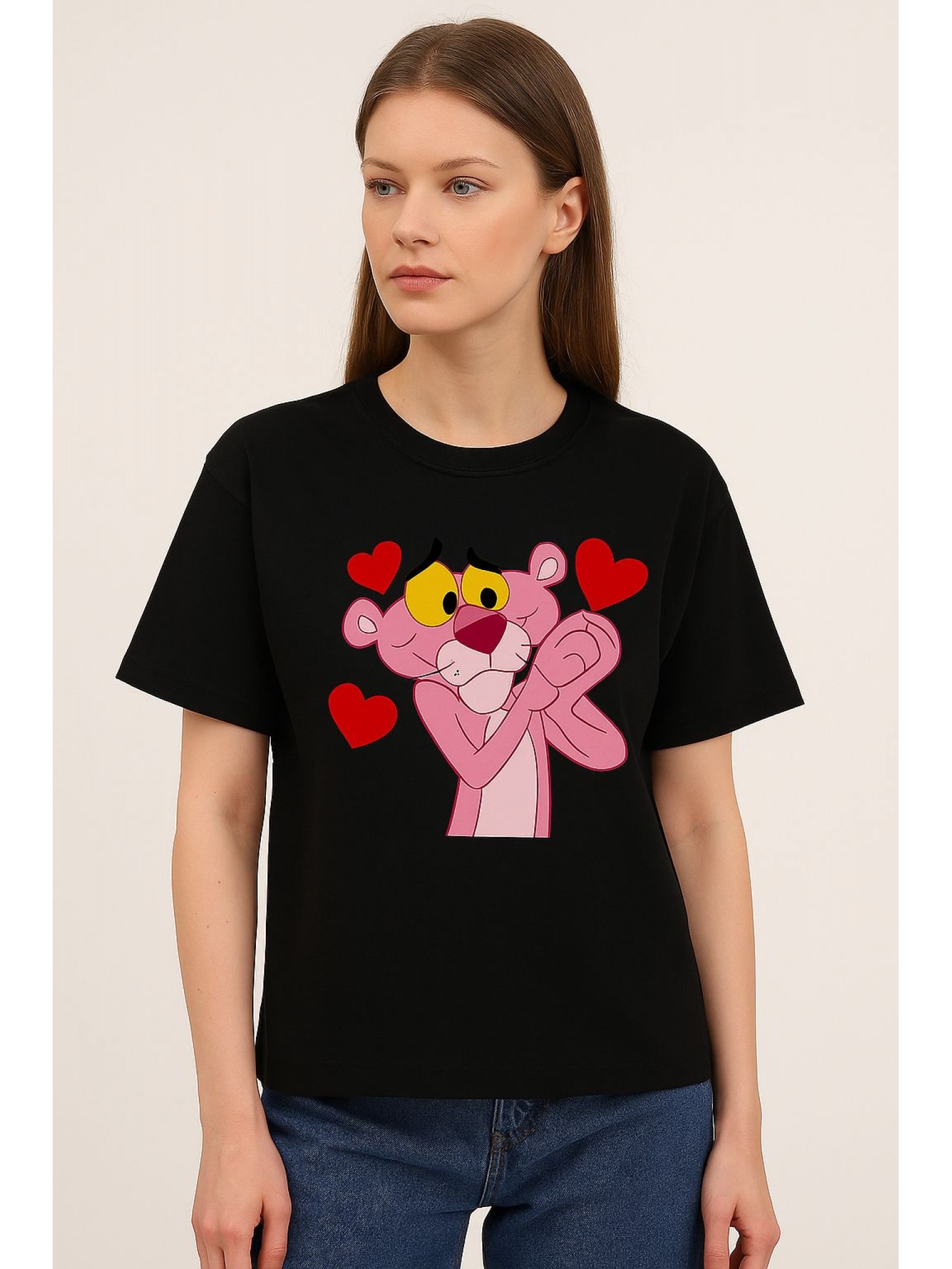 ELZE MODA CUTE PANTHER BASKILI OVERSİZE T-SHİRT