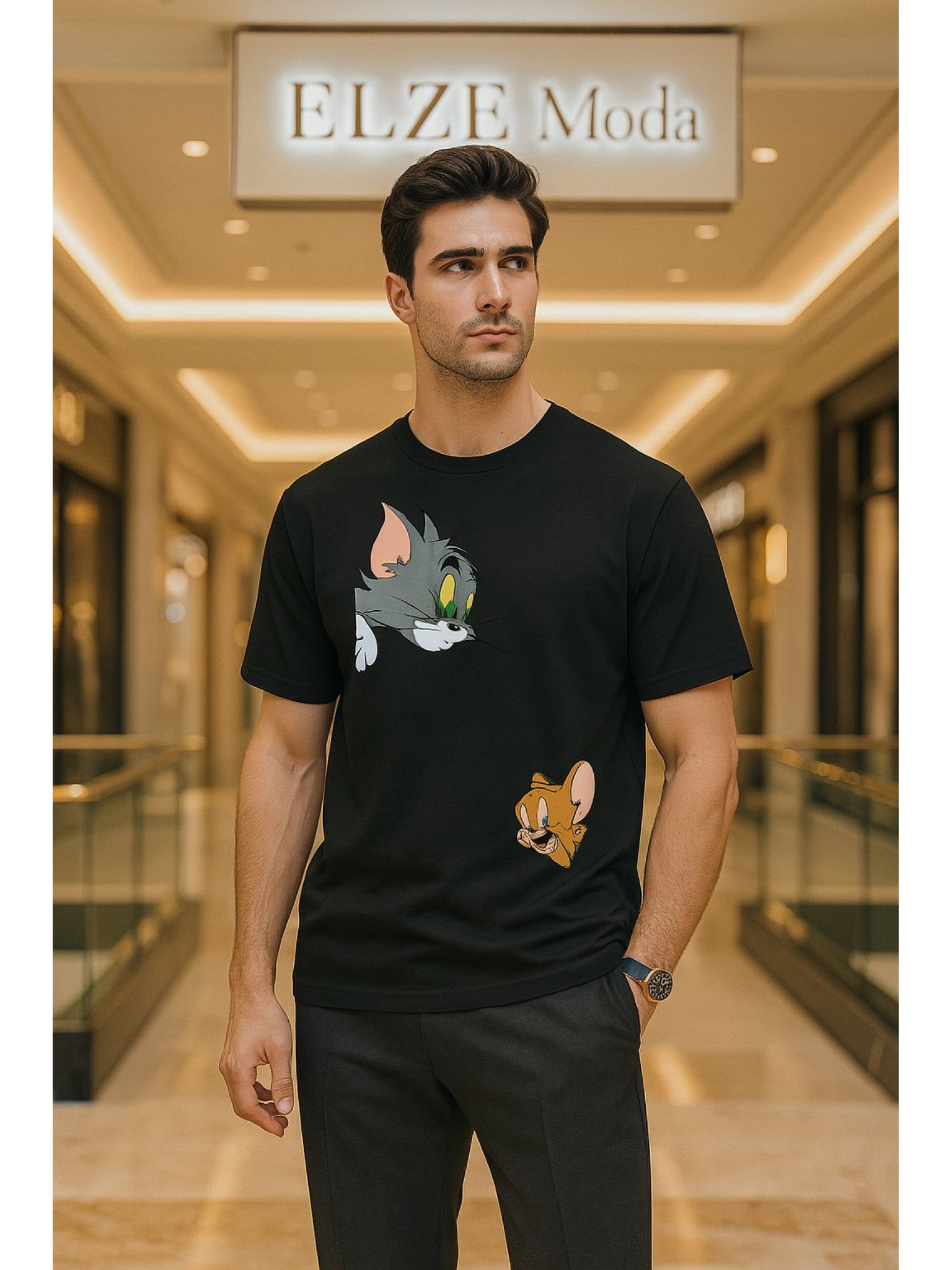 ELZE MODA TOMVEJERRY BASKILI OVERSİZE T-SHİRT